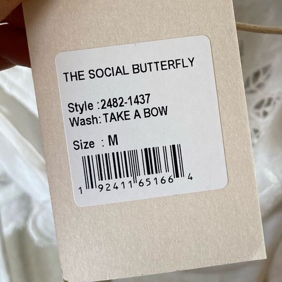 NWT Mother The Social Butterfly 100% Cotton Crop White Top Blouse Size M - Picture 10 of 12